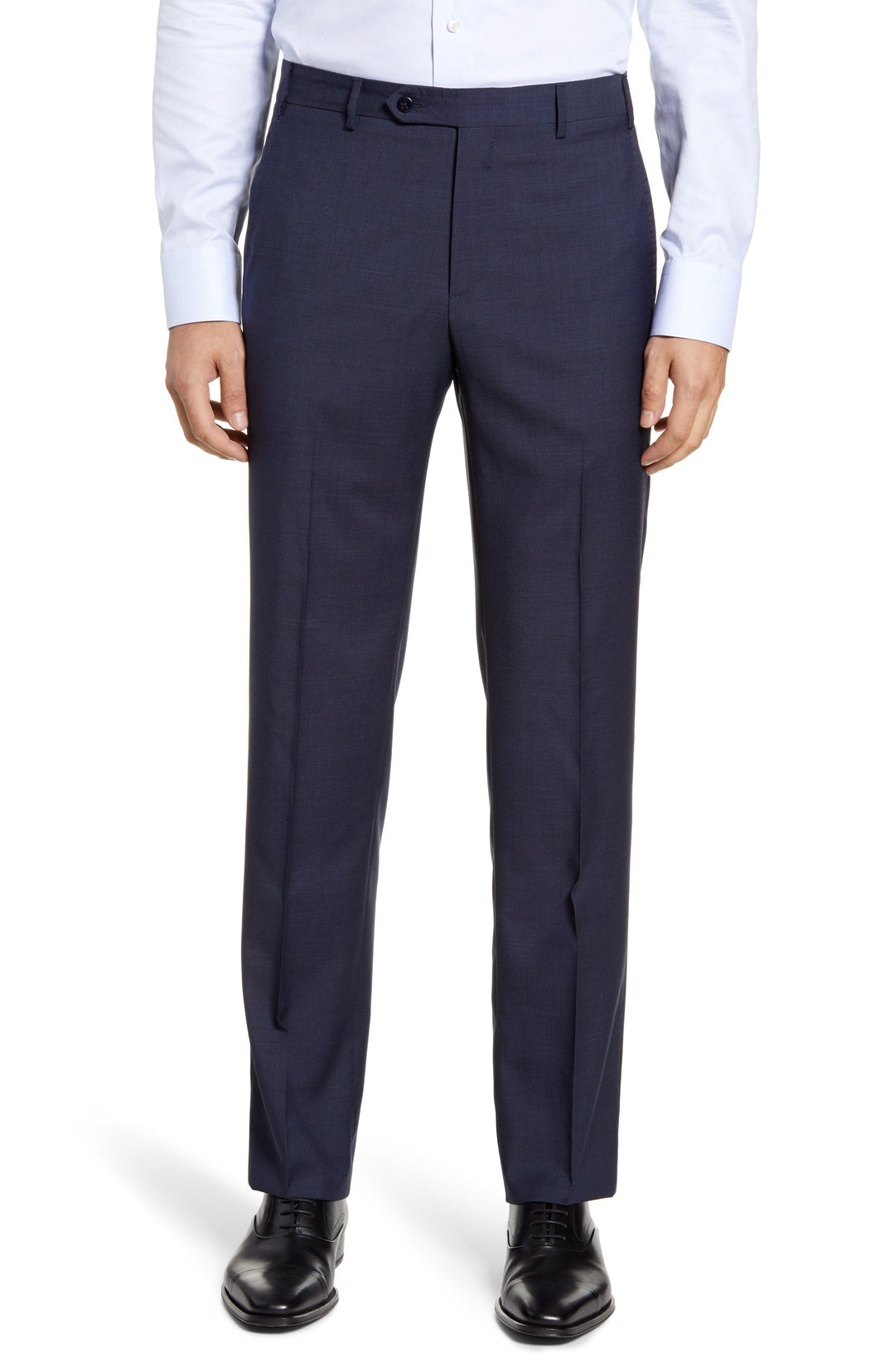 Men's Zanella Devon Flat Front Dot Wool Trousers, Size 34 - Blue