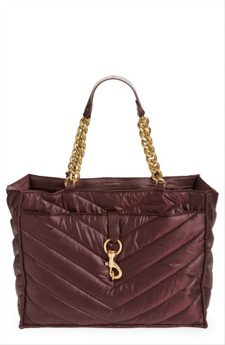 Rebecca Minkoff Edie Quilted Nylon Tote in Malbec Purple