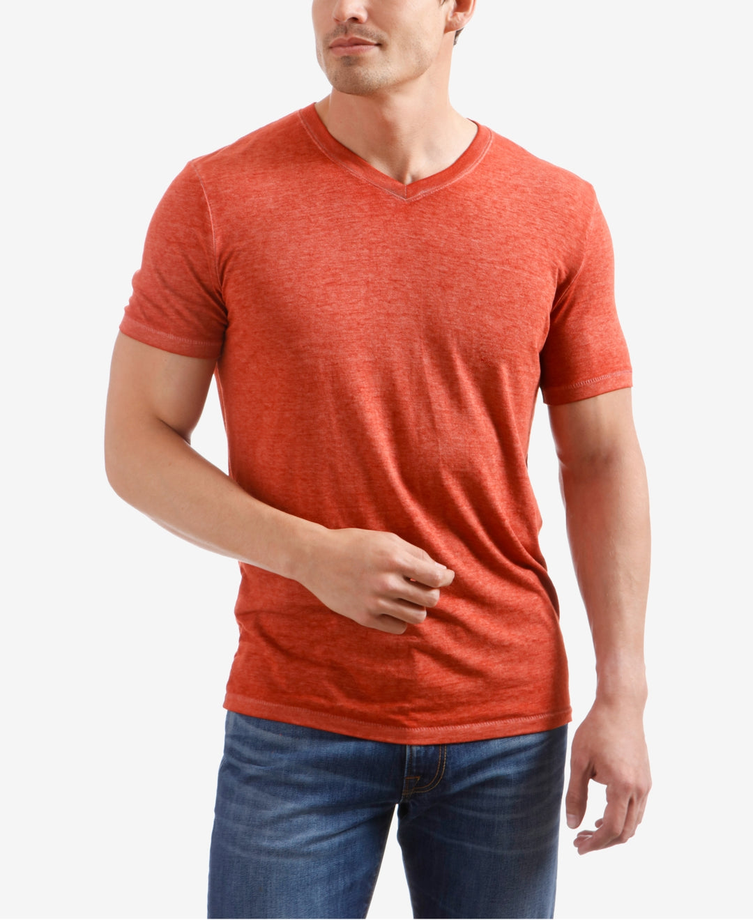 Lucky Brand Men's Burnout V Neck Short Sleeve T-Shirt Red Size Medium