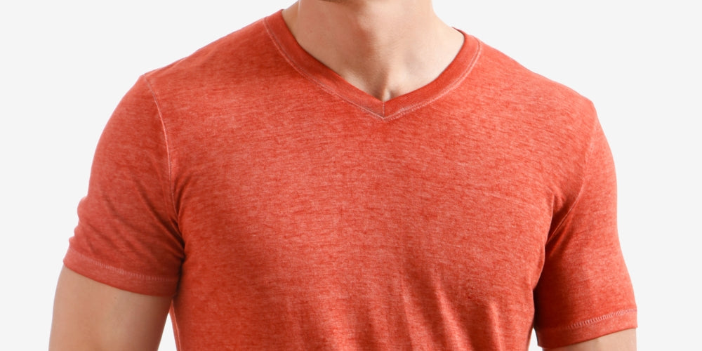 Lucky Brand Men's Burnout V Neck Short Sleeve T-Shirt Red Size Medium