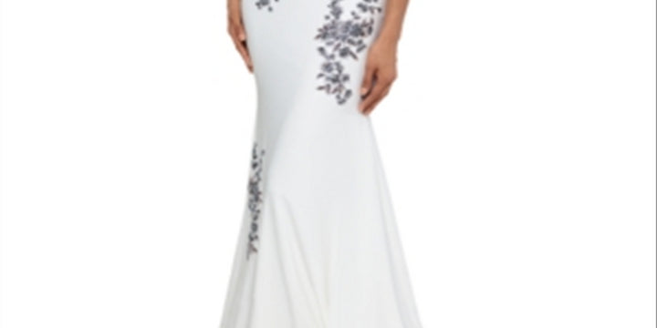 XSCAPE Women's Embroidered Gown White Size 10