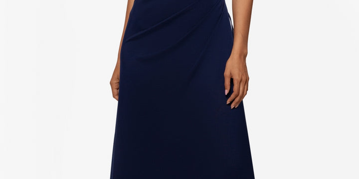 XSCAPE Women's Flower Embellished Gown Blue Size 4Petite