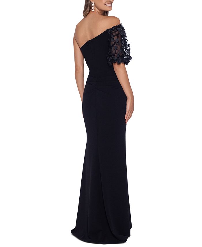 XSCAPE Women's Pleated Long Evening Dress Black Size 8