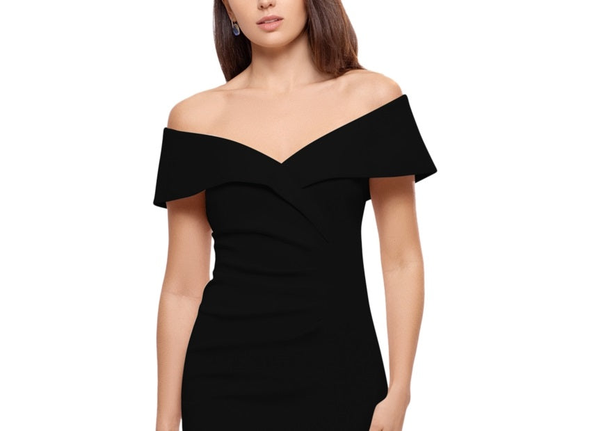 XSCAPE Women's Off the Shoulder Sheath Dress Black Size 12