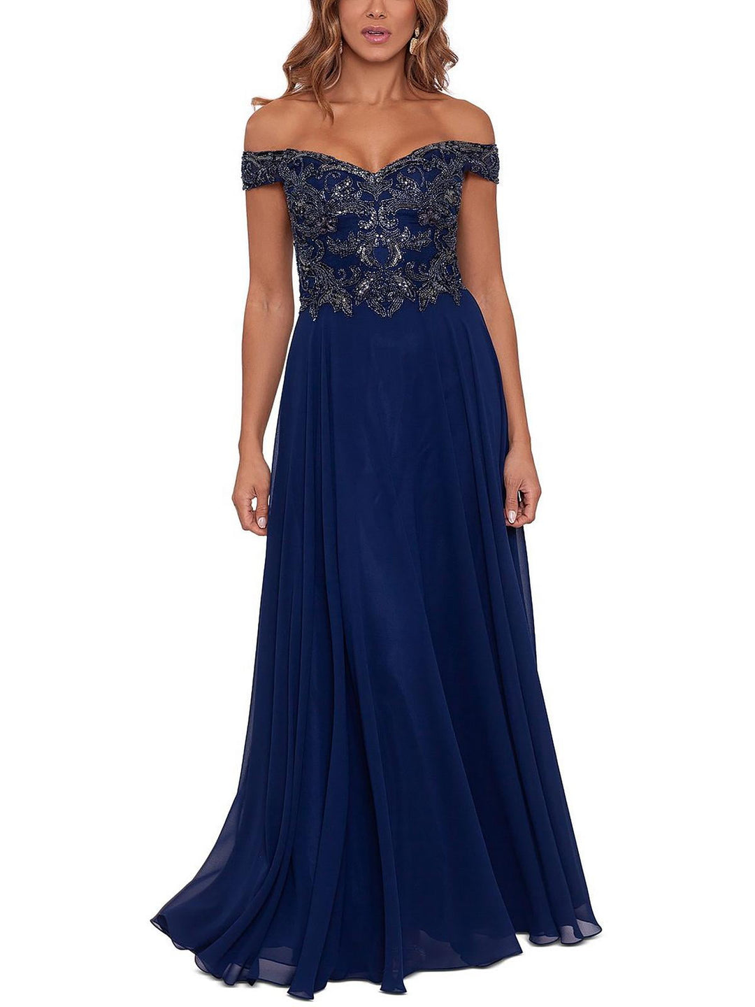 XSCAPE Women's Embellished Maxi Evening Dress Blue Size 18