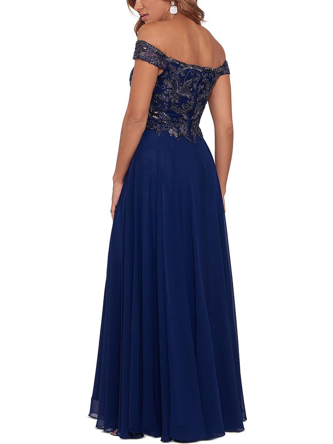 XSCAPE Women's Embellished Maxi Evening Dress Blue Size 18