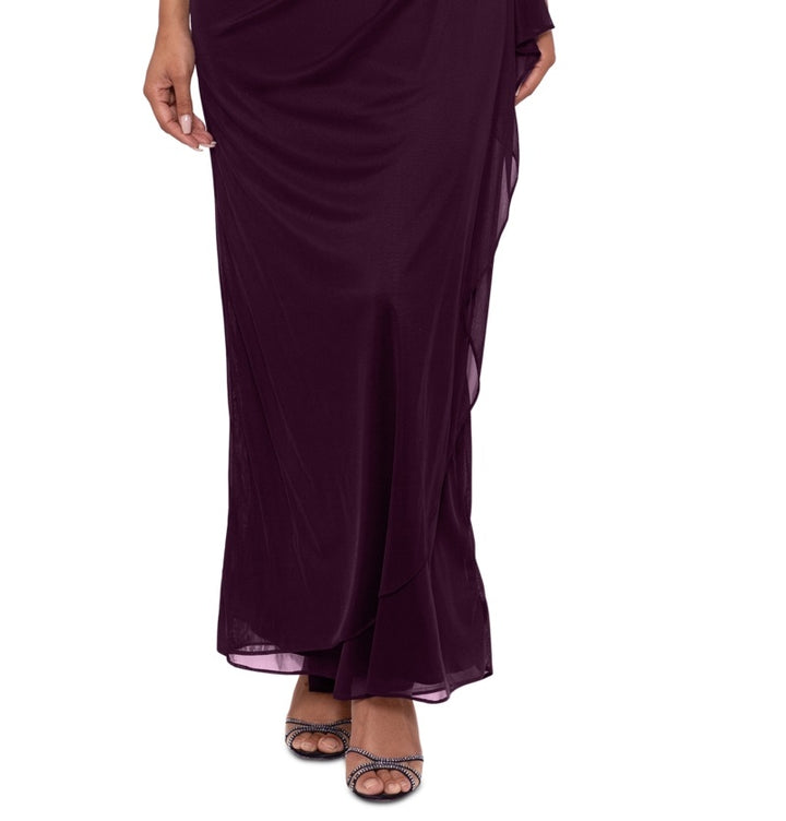 XSCAPE Women's Embellished Sleeve Gown Purple Size 6