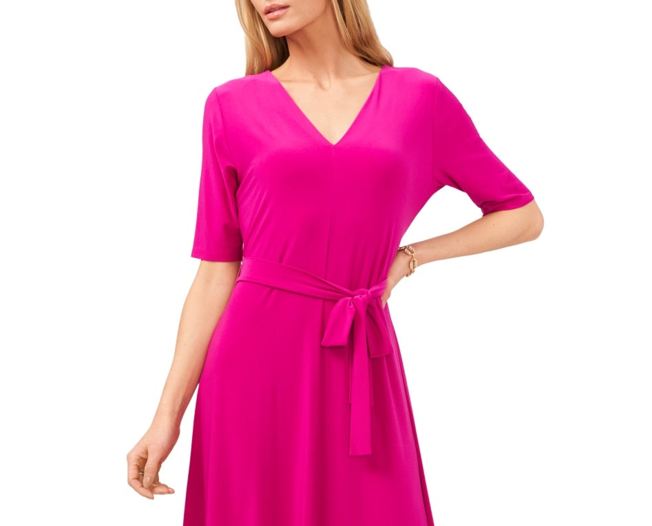 MSK Women's V Neck Midi Dress Pink Size X-Large