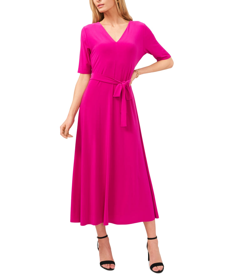 MSK Women's V Neck Midi Dress Pink Size X-Large