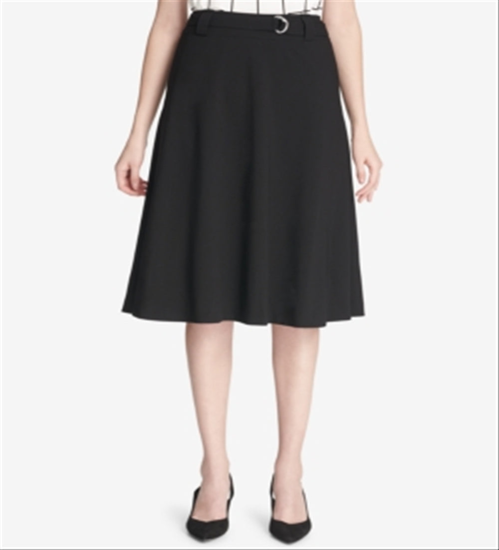Calvin Klein Women's Belted A Line Skirt Black Size 2