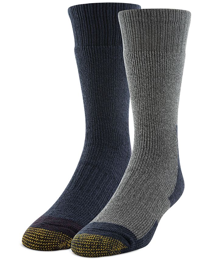Gold Toe Men's Lodge 2 Pk Moisture Wicking Solid Crew Boot Socks Gray Size Regular