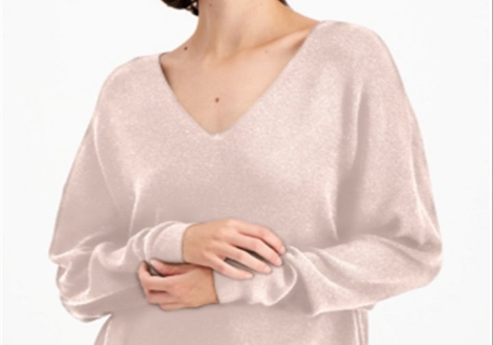 Eileen Fisher V-Neck Drop-Shoulder Sweater Pink Size L