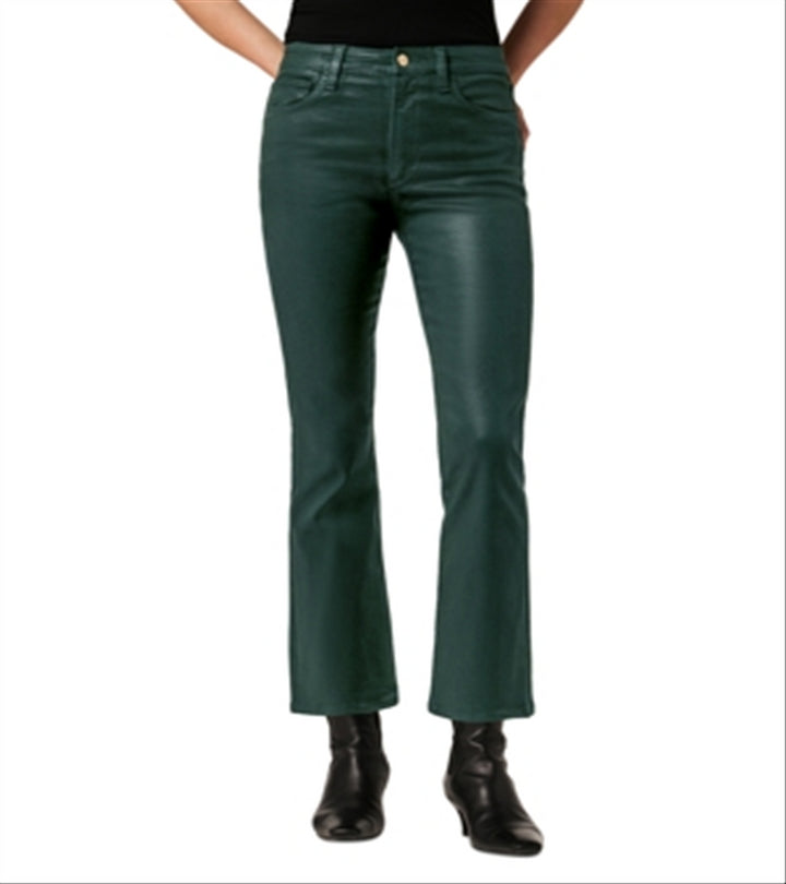 Joe's Jeans The Callie Coated High Rise Cropped Bootcut Jeans Green Size 28