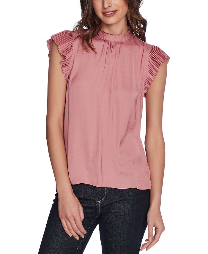 1.STATE Women's Pleated Sleeve Top Pink Size Small