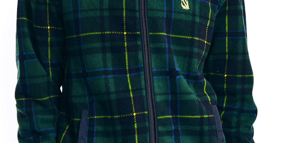 Nautica Men's Nautex Plaid Full-Zip Fleece Jacket Green Size Small