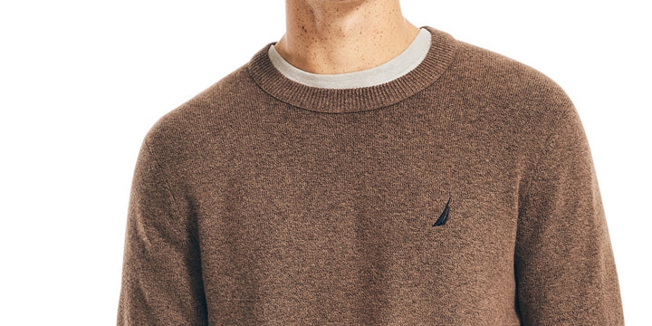 Nautica Men's Heathered Long Sleeve Crewneck Sweater Brown Size XX-Large