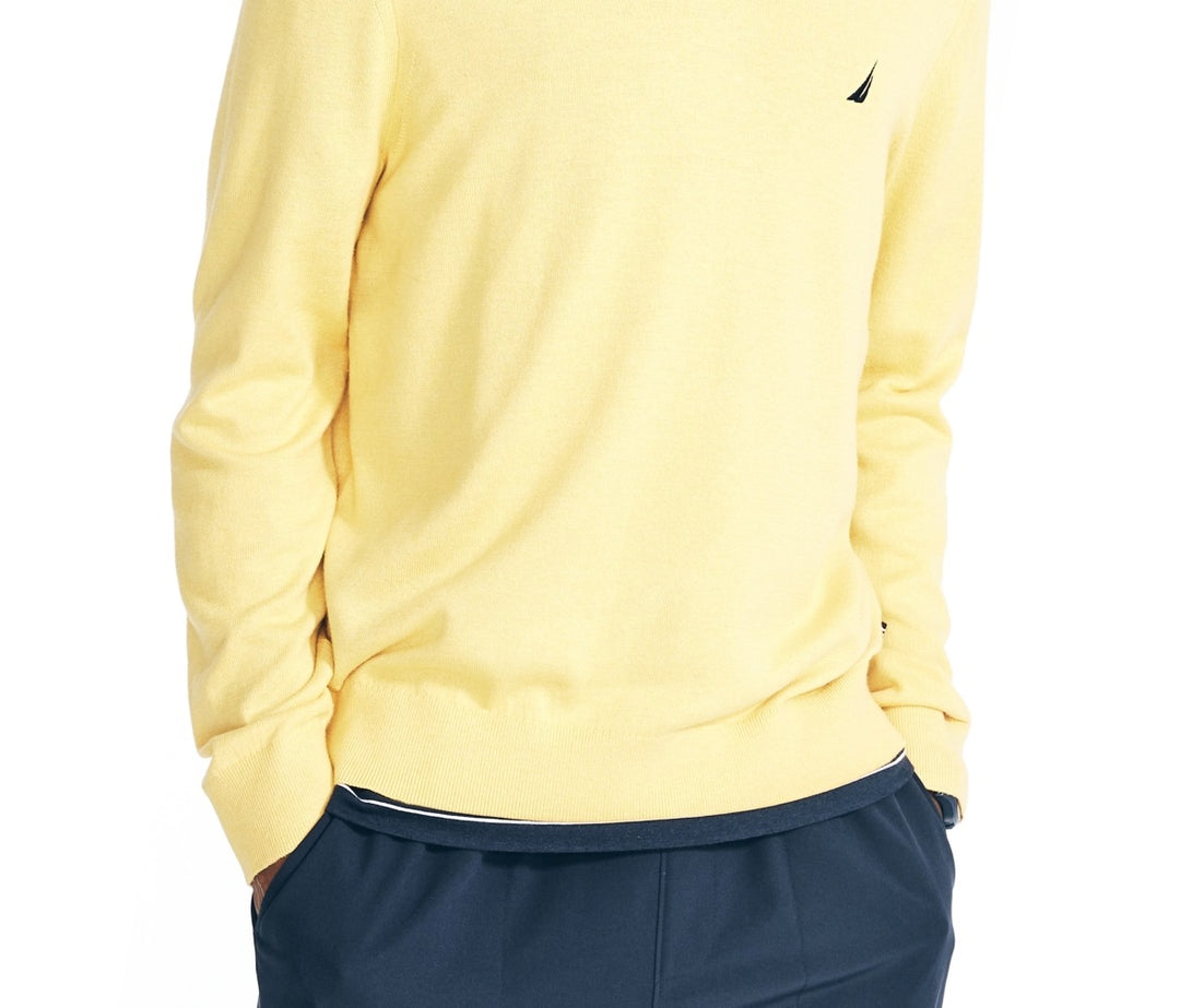 Nautica Men's Navtech Performance Classic Fit Soft V Neck Sweater Yellow Size Small