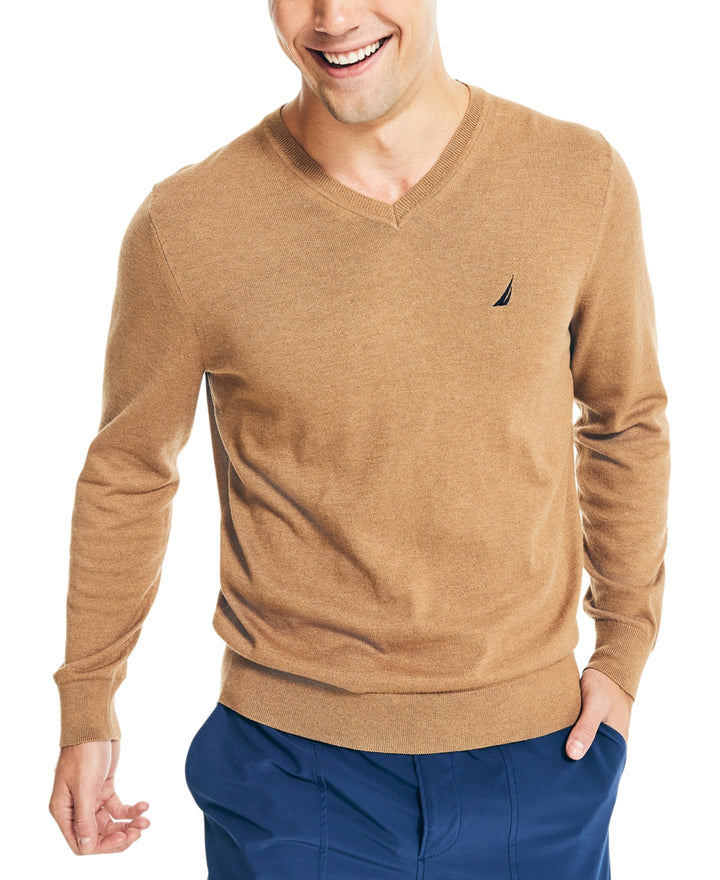 Nautica Men's Navtech Performance Classic Fit Soft V Neck Sweater Brown Size XXX-Large