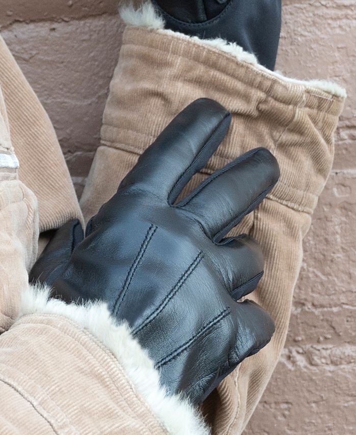 Isotoner Signature Unisex Sleekheat Stretch Leather Touchscreen Gloves Black Size Regular