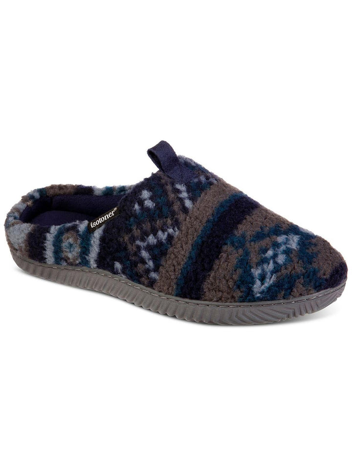 Isotoner Men's Fairisle Hoodback Slipper Blue