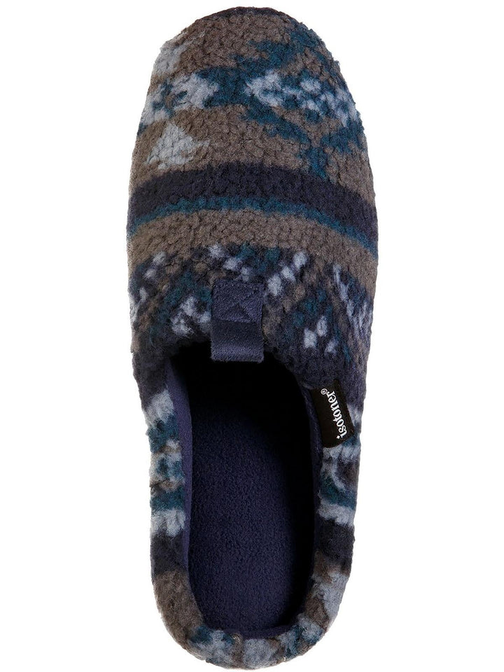 Isotoner Men's Fairisle Hoodback Slipper Blue