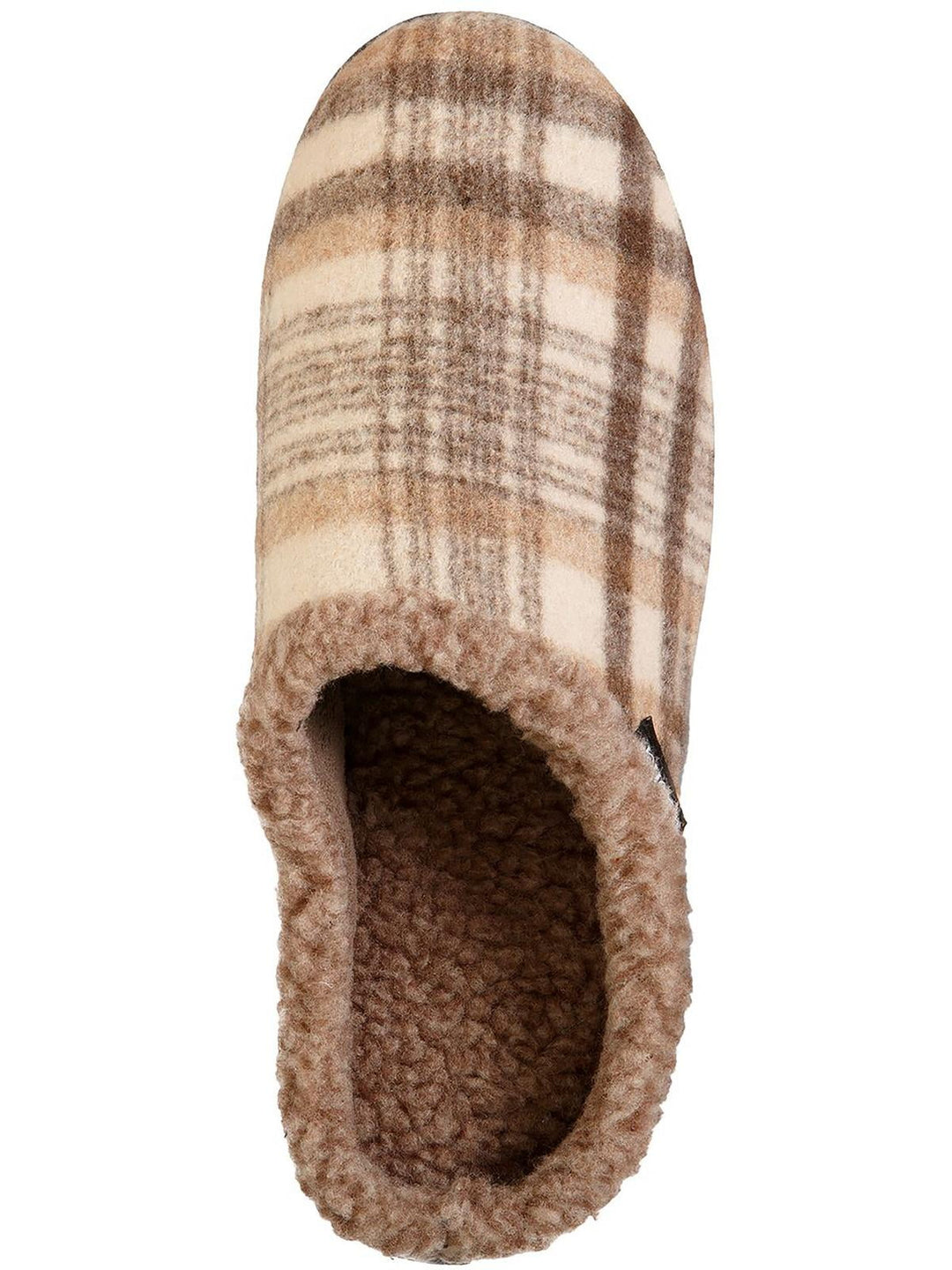 Isotoner Men's Plaid Hoodback Slipper Beige