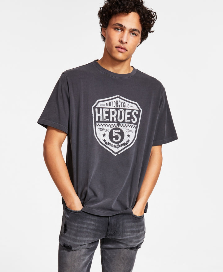 Heroes Motors Men's Logo Graphic T-Shirt Gray Size X-Large