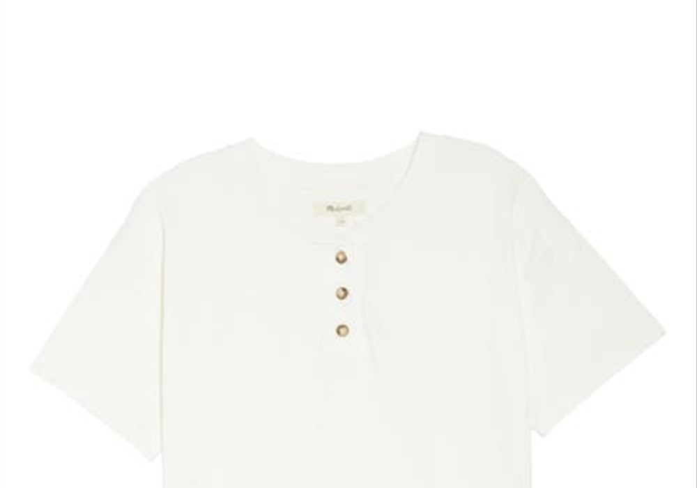 Madewell Parkview Henley Tee in Lighthouse Blue Size Large