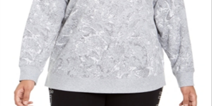 Calvin Klein Women's Active Snake Print Logo Sweatshirt Gray Size 1X