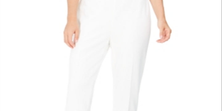 Calvin Klein Women's Pleated Waist Slim Fit Dress Pants White Size 4