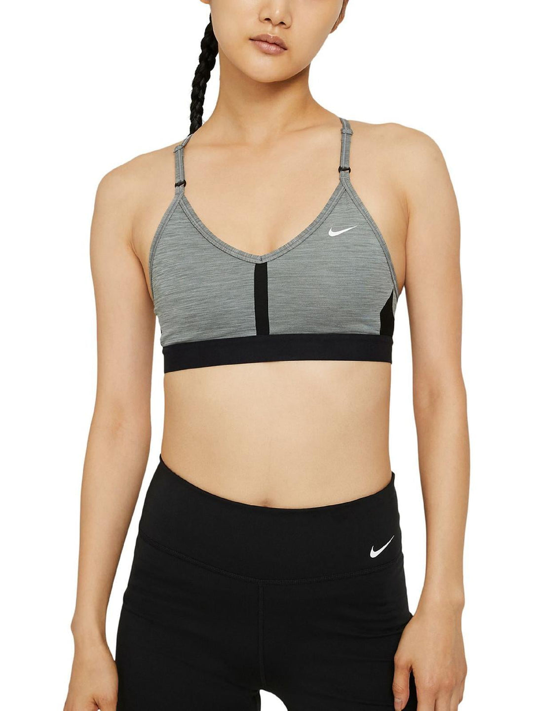 Nike Indy Mesh Inset Sports Bra in Smoke Grey/Pure Size Small