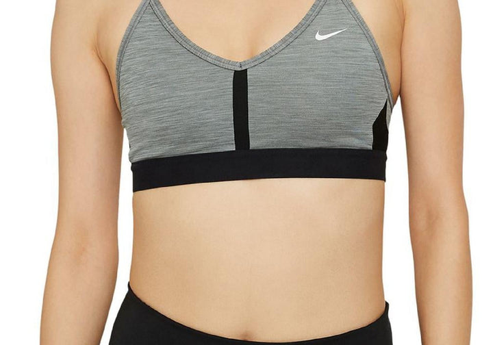 Nike Indy Mesh Inset Sports Bra in Smoke Grey/Pure Size Small