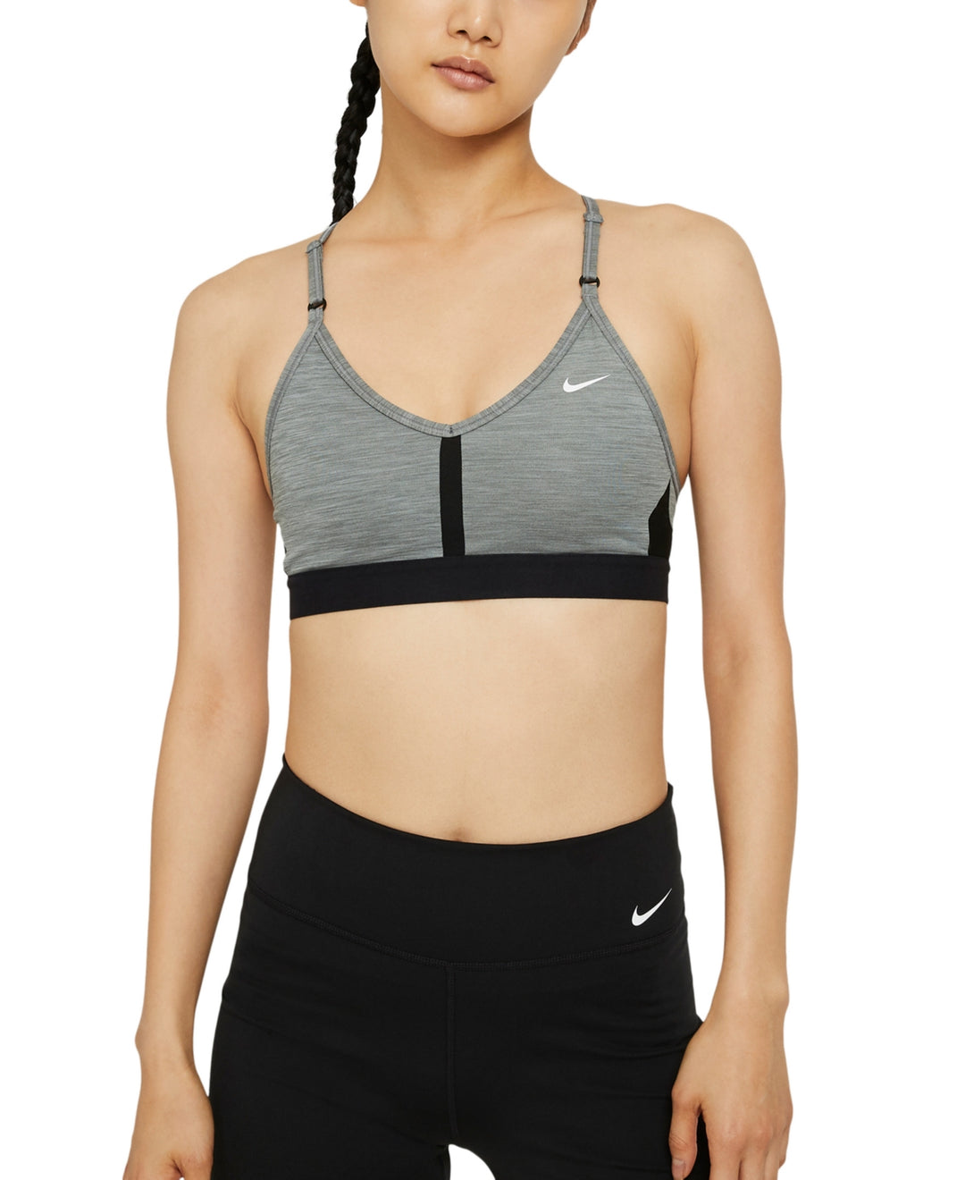 Nike Indy Mesh Inset Sports Bra in Smoke Grey/Pure Size Small