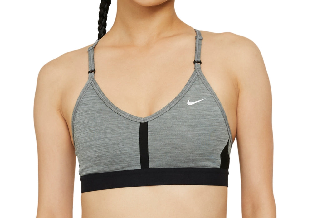 Nike Indy Mesh Inset Sports Bra in Smoke Grey/Pure Size Small