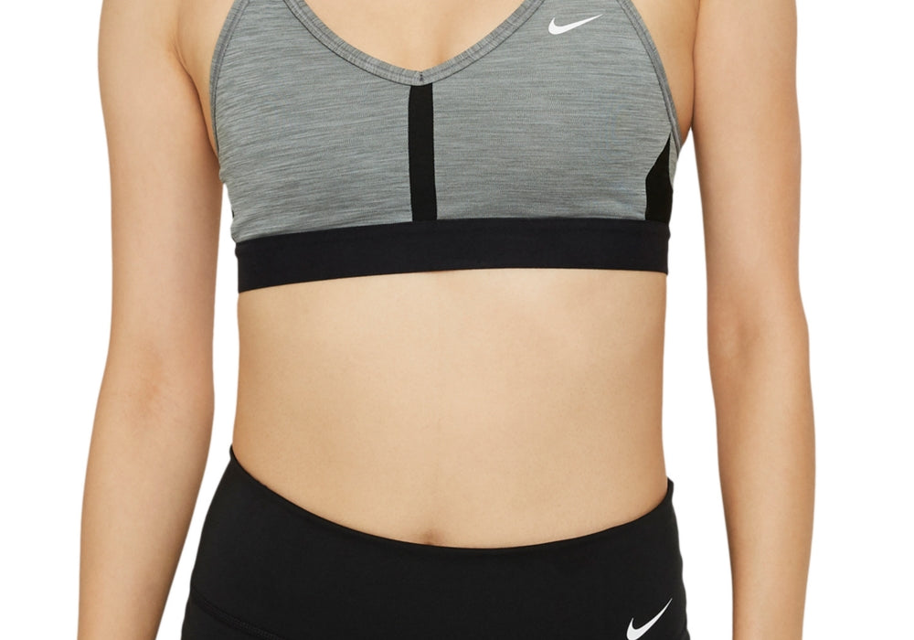 Nike Indy Mesh Inset Sports Bra in Smoke Grey/Pure Size Small
