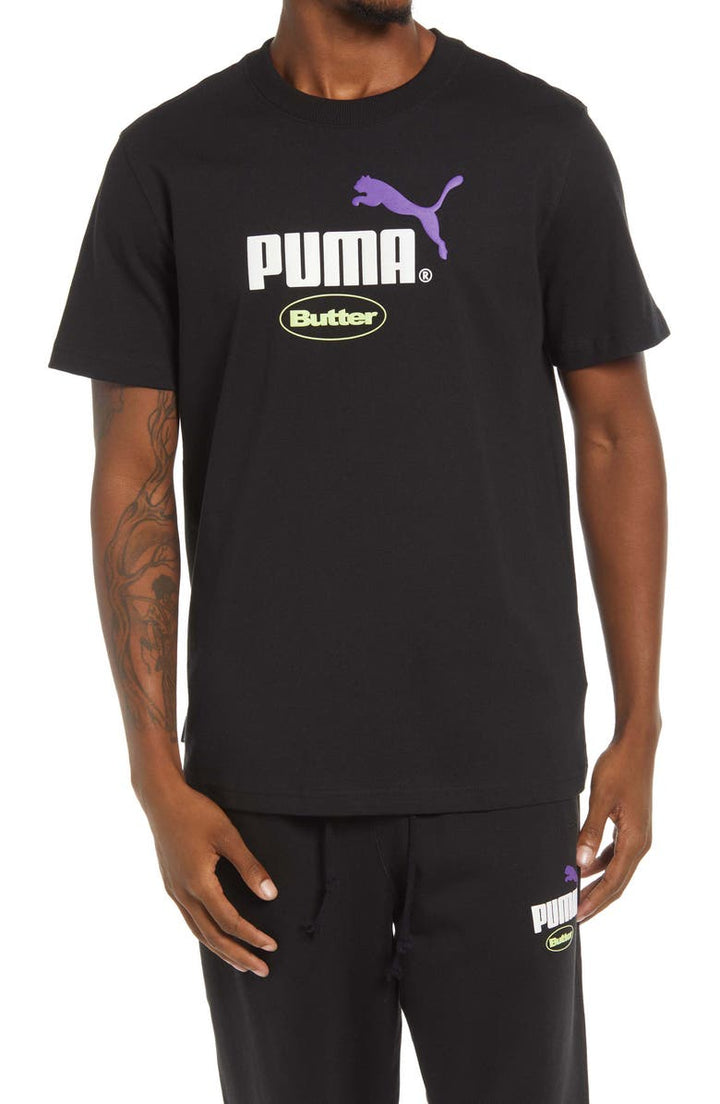 PUMA x Butter Goods Logo Graphic Tee in Puma Black Size Small