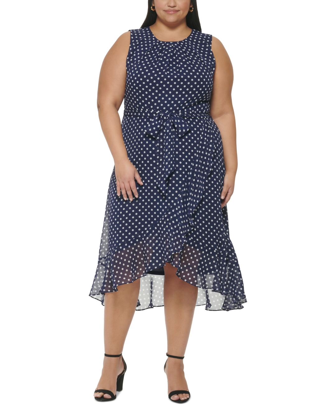 Jessica Howard Women's Dot Print Sleeveless Dress Blue Size 22W