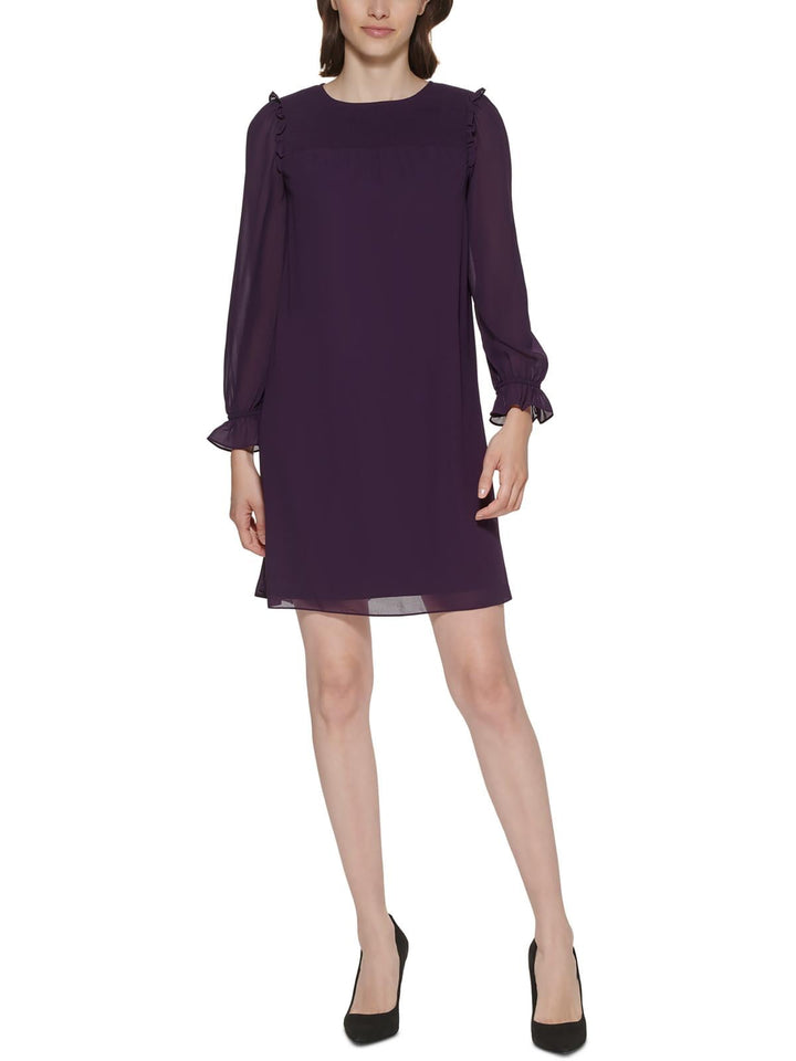 Jessica Howard Women's Chiffon Mini Shift Dress Purple Size 14