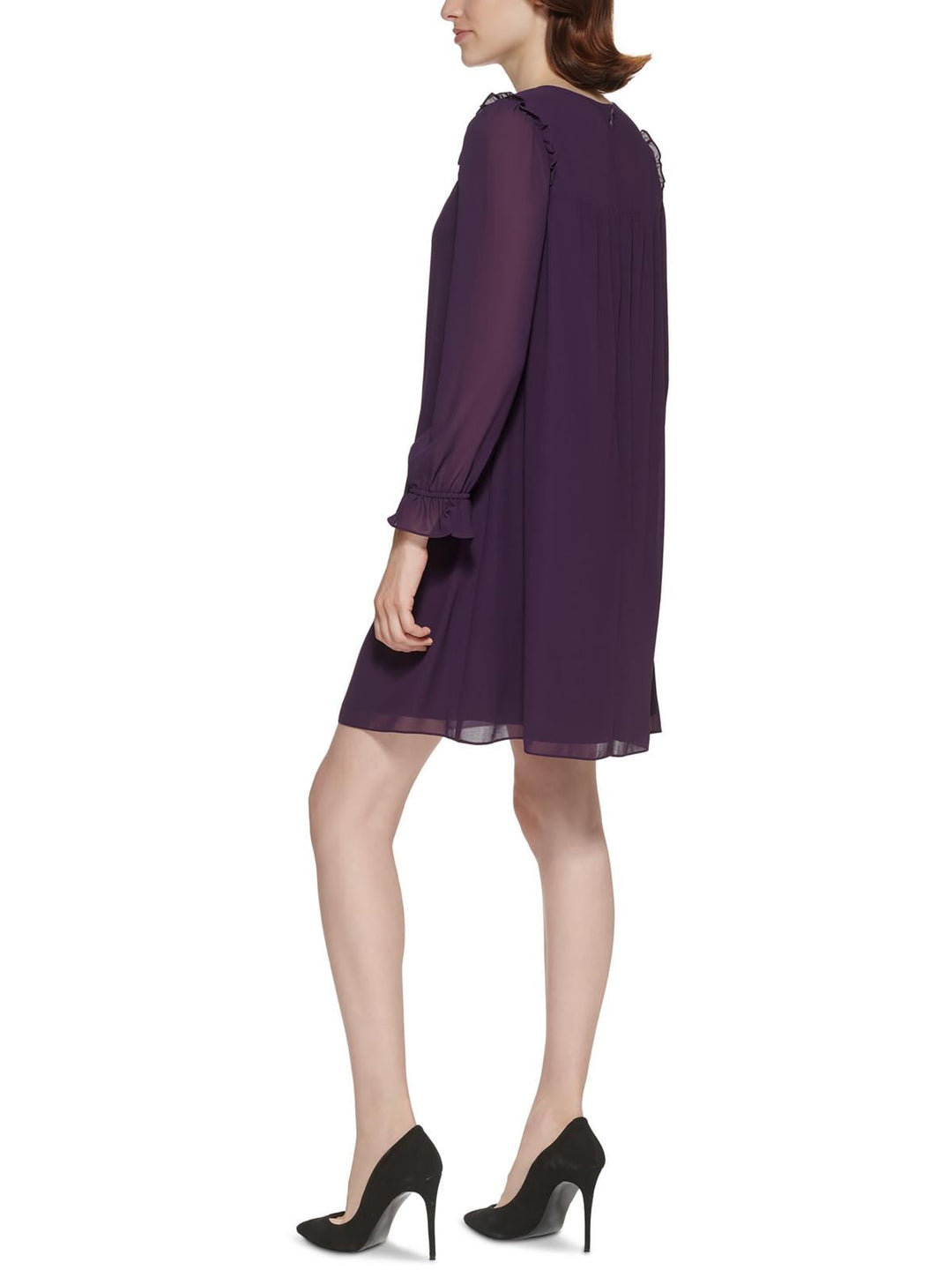 Jessica Howard Women's Chiffon Mini Shift Dress Purple Size 14