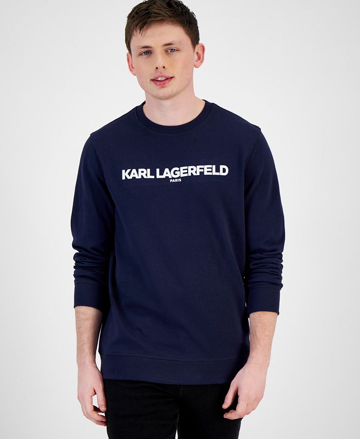 Karl Lagerfeld Paris Men's Slim Fit French Terry Logo Sweatshirt Blue Size XX-Large