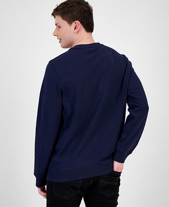 Karl Lagerfeld Paris Men's Slim Fit French Terry Logo Sweatshirt Blue Size X-Large