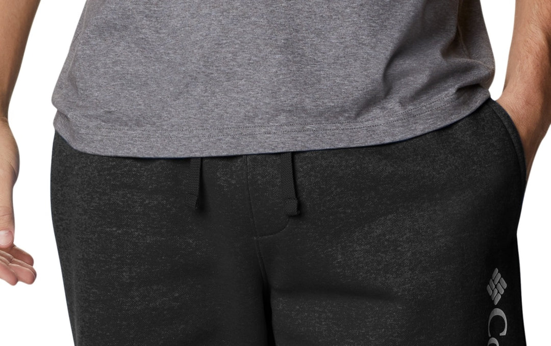 Columbia Men's Trek Relaxed Fit Stretch Logo Print Fleece Shorts Black Size Large
