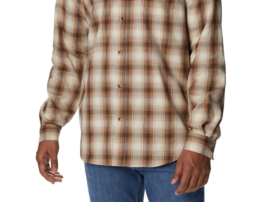 Columbia Men's Vapor Ridge Iii Long Sleeve Shirt Brown Size Small