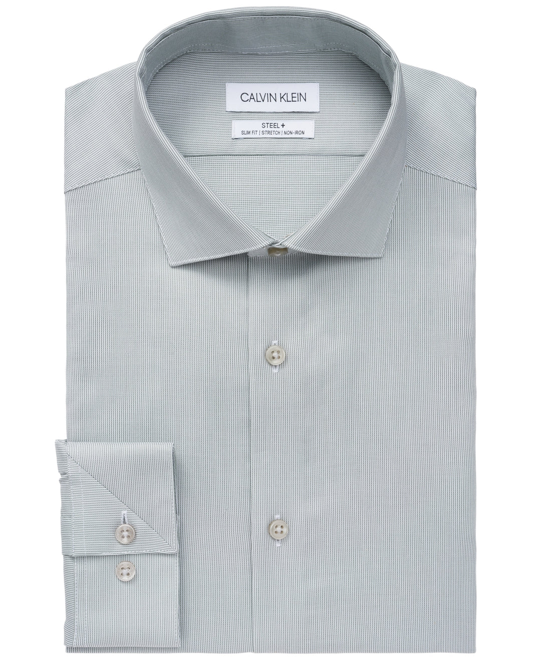 Calvin Klein Men's Steel Slim-Fit Non-Iron Stretch Performance Dress Shirt Green Size 17.5X32-33