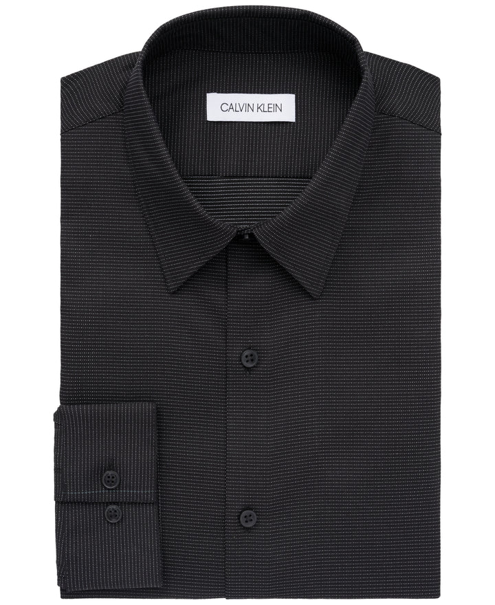 Calvin Klein Men's Extra-Slim Stain Shield Performance Dress Shirt Black Size 17-17 1/2 32-33