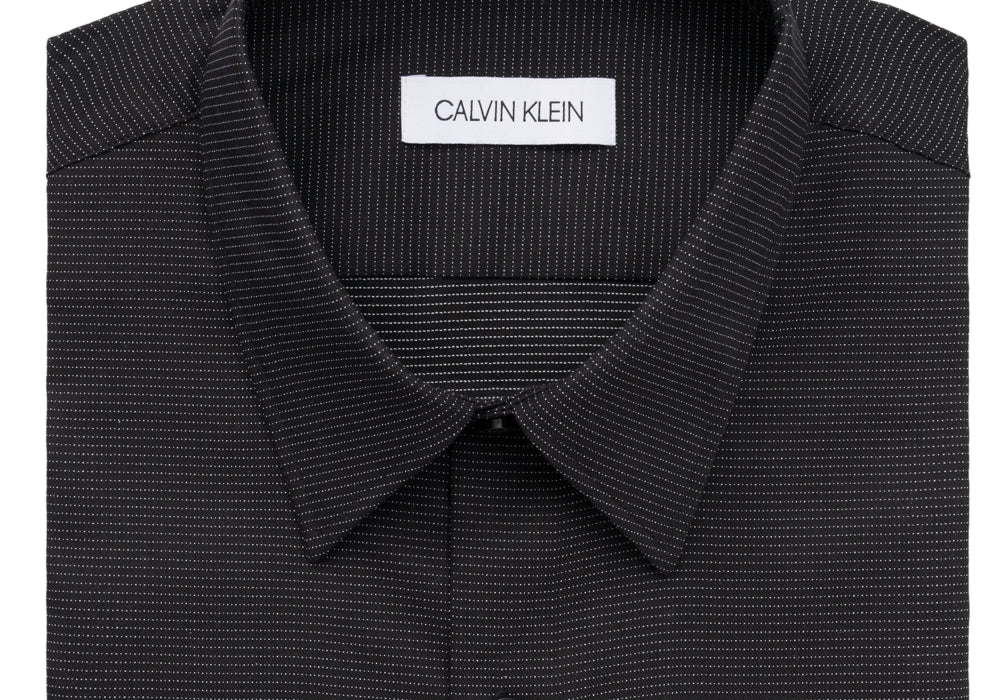 Calvin Klein Men's Extra-Slim Stain Shield Performance Dress Shirt Black Size 17-17 1/2 32-33