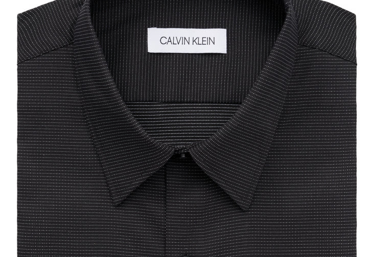 Calvin Klein Men's Extra-Slim Stain Shield Performance Dress Shirt Black Size 17-17 1/2 32-33