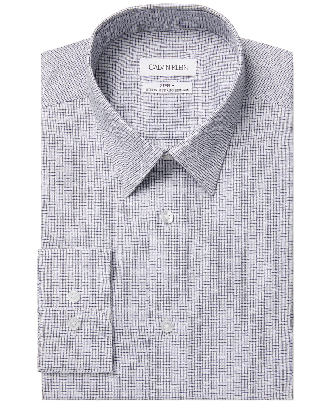 Calvin Klein Men's Steel Regular-Fit Non-Iron Performance Stretch Dress Shirt Blue Size 15X32-33
