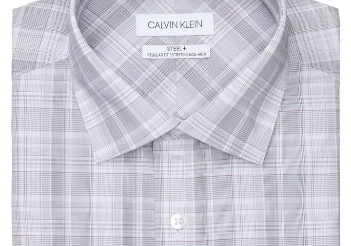 Calvin Klein Men's Regular-Fit Non-Iron Stretch Performance Dress Shirt Red Size 15X32-33