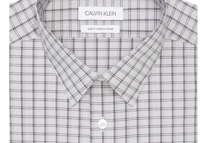 Calvin Klein Men's Logo Slim Fit Dress Shirt Online Exclusive Gray Size 16X32-33